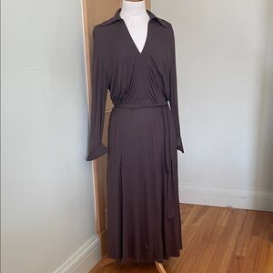 🇨🇦 JACOB Vintage Chocolate Brown Long Sleeve Maxi Dress, Size 9/10